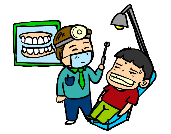 Dibujo Dentista con paciente pintado por mian