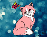 Dibujo Gatito y mariposa pintado por nikoleta