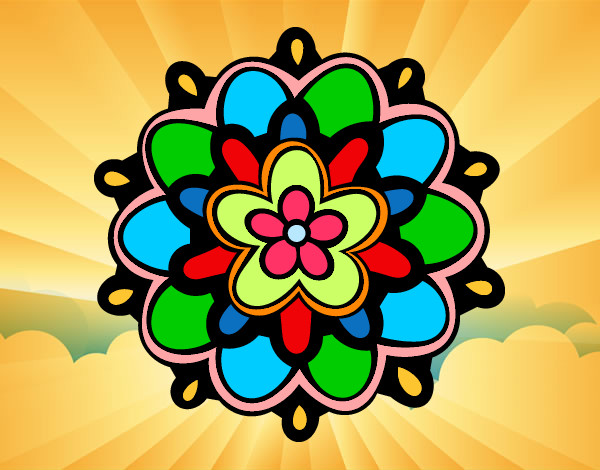 Dibujo Mándala con una flor pintado por saramaxi