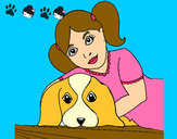Dibujo Niña abrazando a su perro pintado por lemonade 