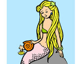 Dibujo Sirena con caracola pintado por hannahuva