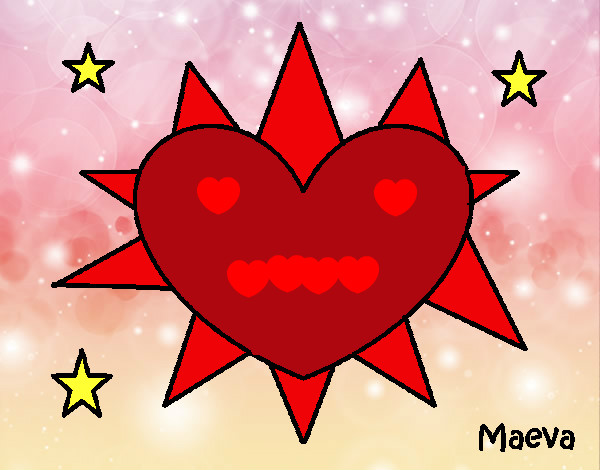 Dibujo Sol en forma de corazón pintado por sango
