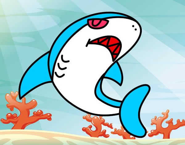 Dibujo Tiburón nadando pintado por miritasan
