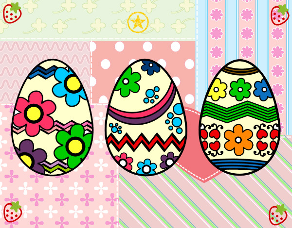 Dibujo Tres huevos de pascua pintado por lefevifi