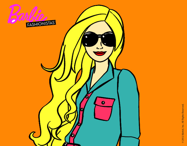 Dibujo Barbie con gafas de sol pintado por saritard