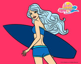 Dibujo Barbie surfera pintado por amalia