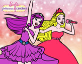 Dibujo Barbie y la princesa cantando pintado por camilita-
