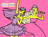 Dibujo Barbie y la princesa cantando pintado por everardola