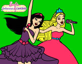 Dibujo Barbie y la princesa cantando pintado por jireh