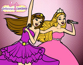 Dibujo Barbie y la princesa cantando pintado por neykaris