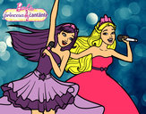 Dibujo Barbie y la princesa cantando pintado por solisaf