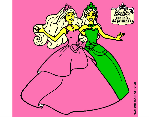 Dibujo Barbie y su amiga súper felices pintado por everardola