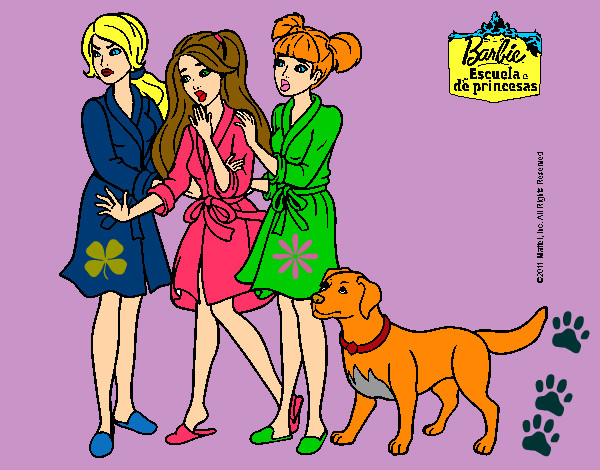 Dibujo Barbie y sus amigas en bata pintado por mary8cruz