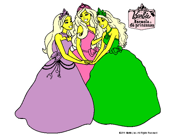 Dibujo Barbie y sus amigas princesas pintado por everardola