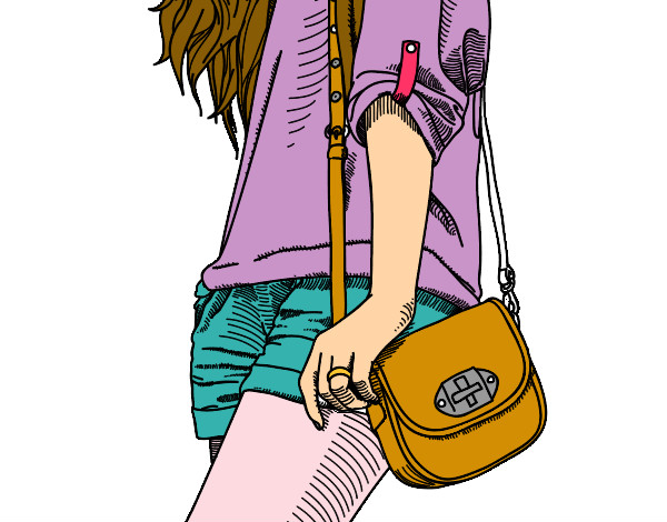 Dibujo Chica con bolso pintado por 1D1D
