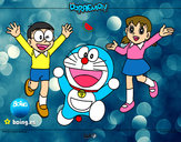 Dibujo Doraemon y amigos pintado por anaka