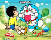Dibujo Doraemon y Nobita pintado por camilita_8