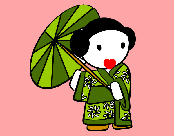 Dibujo Geisha con sombrilla pintado por gloregi