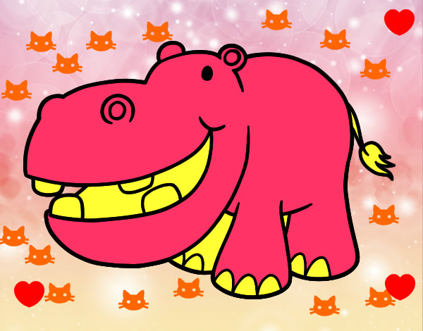 Dibujo Hipopótamo pequeño pintado por junita
