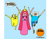 Dibujo Jake, Princesa Chicle y Finn pintado por javieraaaa