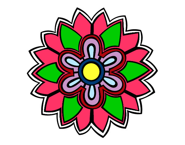 Dibujo Mándala con forma de flor weiss pintado por 1D1D