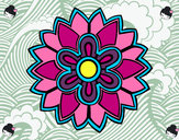 Dibujo Mándala con forma de flor weiss pintado por DMZL