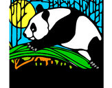 Dibujo Oso panda comiendo pintado por nikoleta