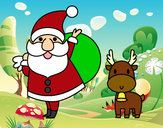 Dibujo Papá Noel y un reno pintado por DJgoku