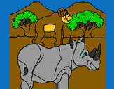 Dibujo Rinoceronte y mono pintado por albert102