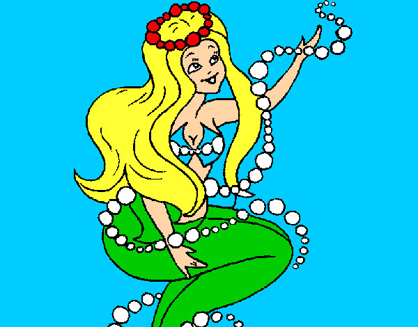 Dibujo Sirena entre burbujas pintado por nikoleta