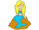 Dibujo Sirena sentada en una roca pintado por keit