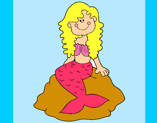 Dibujo Sirena sentada en una roca pintado por pazbelen09