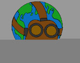 Dibujo Tierra con máscara de gas pintado por DJgoku