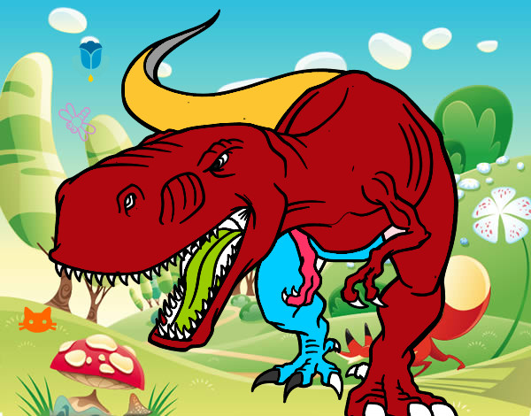 Dibujo Tiranosaurio Rex enfadado pintado por superi