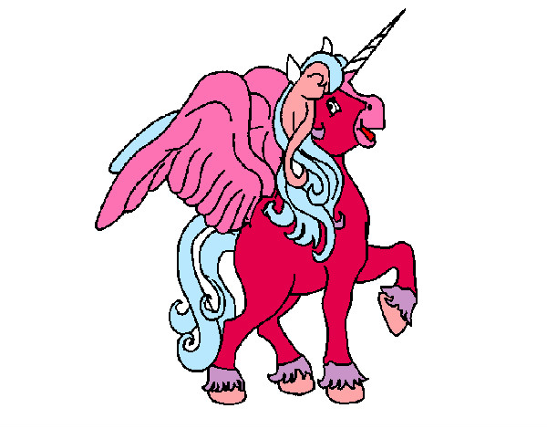 Dibujo Unicornio con alas pintado por belenciita