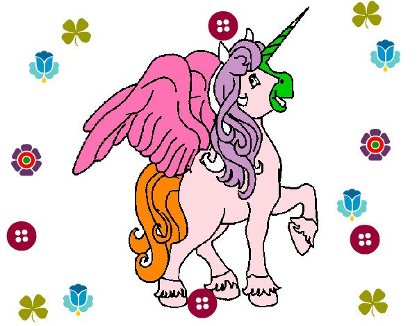 Dibujo Unicornio con alas pintado por Esti8