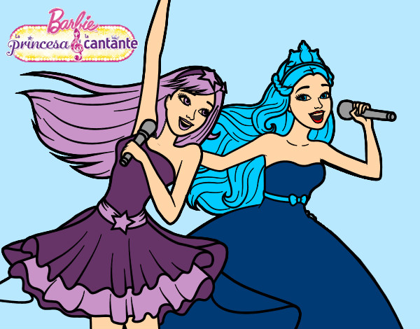 Barbie y la princesa cantando