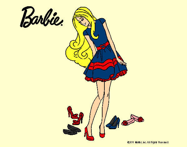 Dibujo Barbie y su colección de zapatos pintado por Quinn