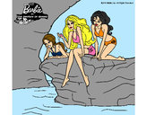 Dibujo Barbie y sus amigas sentadas pintado por Quinn