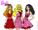 Dibujo Barbie y sus amigas vestidas de fiesta pintado por guadalupe0