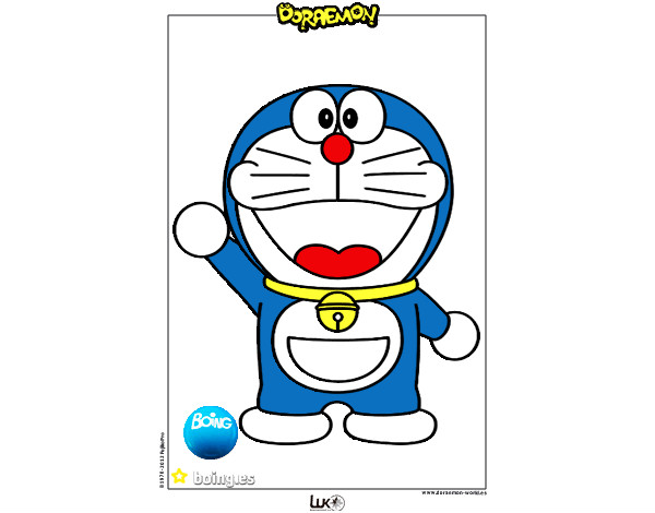 Dibujo Doraemon pintado por bienvenida