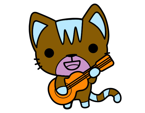 Dibujo Gato guitarrista pintado por Esti8