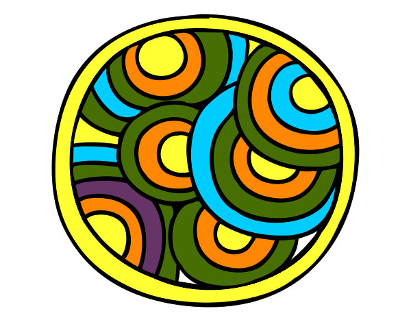 Dibujo Mandala circular pintado por bienvenida