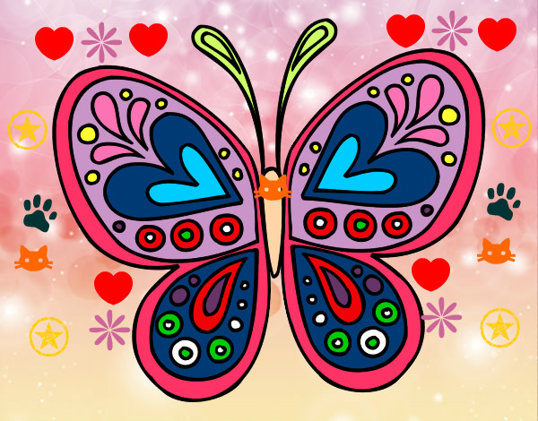 Dibujo Mandala mariposa pintado por Cristobale