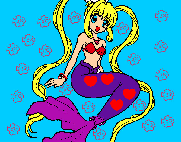 Dibujo Sirena con perlas pintado por angelesss