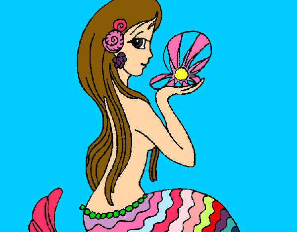 Dibujo Sirena y perla pintado por Evelyn9
