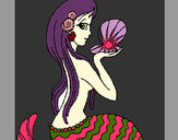 Dibujo Sirena y perla pintado por saritard