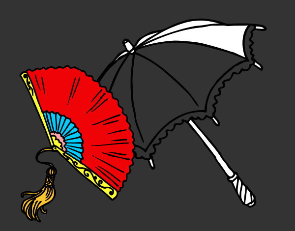 Dibujo Abanico y paraguas pintado por joakommore