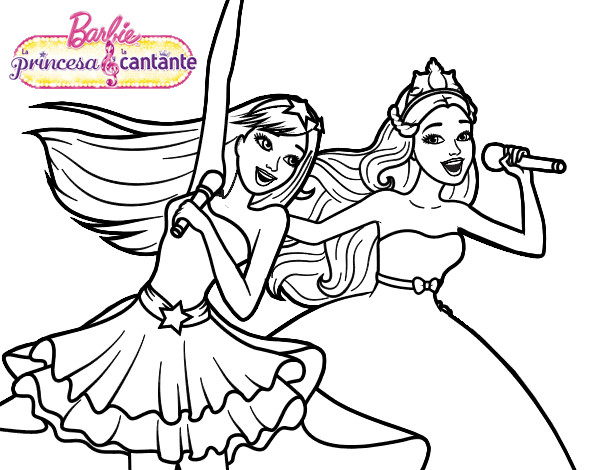 Dibujo Barbie y la princesa cantando pintado por dulmari