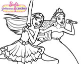 Dibujo Barbie y la princesa cantando pintado por dulmari